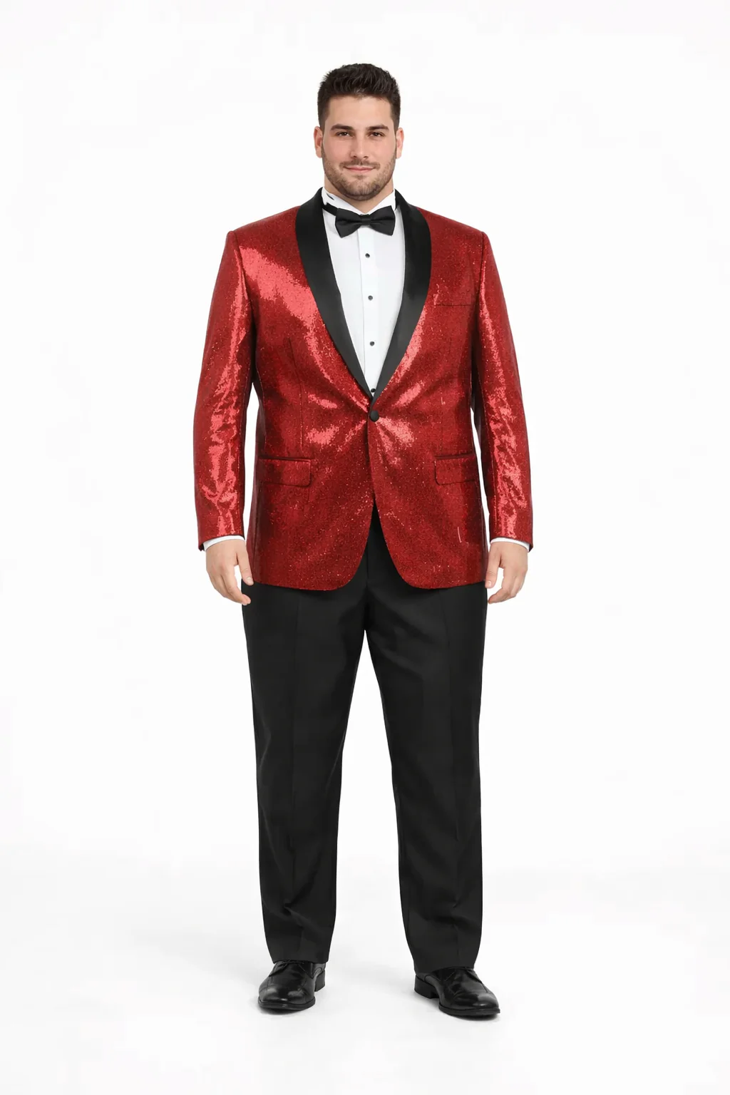 Shiny Sharkskin Metallic Scarlet Red Sequin Formal Sport coat Jacket - Image 6