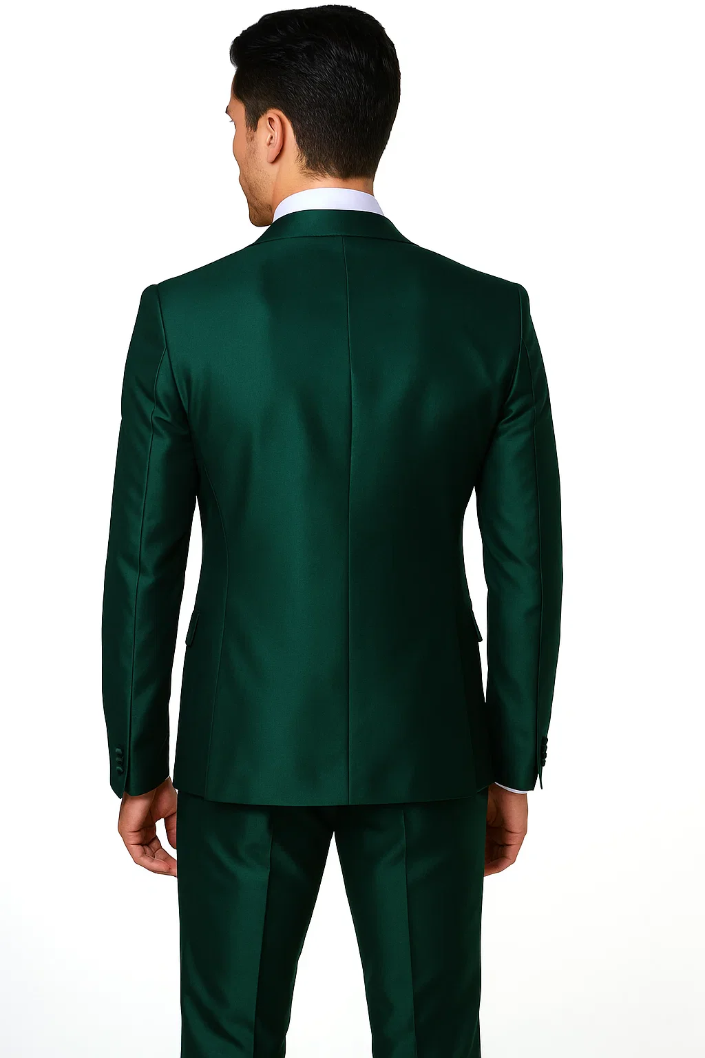 Shiny Suit - Prom Suit - Vested Sateen Flashy Suit - Hunter Green - Emerald Color - Image 3