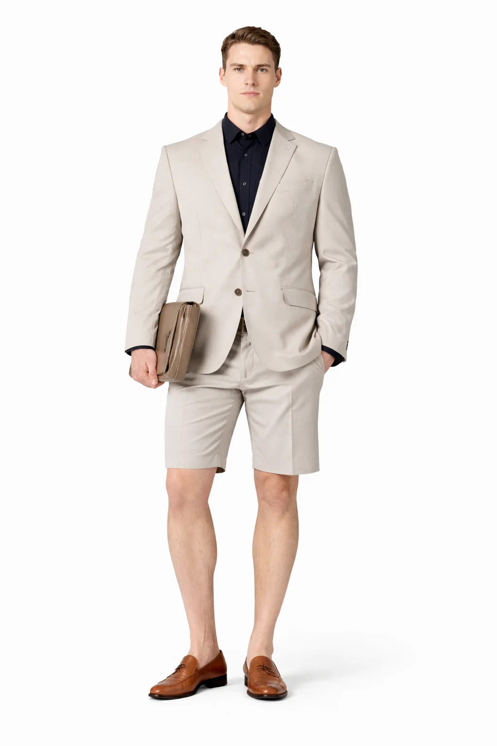 Shorts Set Pants Summer Suit For Men Beige - Image 6
