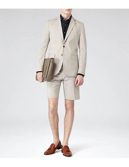 Shorts Set Pants Summer Suit For Men Beige - Image 8