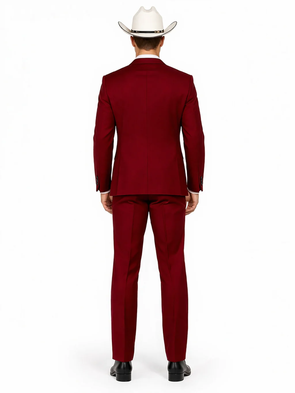 SKU#JA60892 Country Tuxedos For Weddings Mens Traje Vaquero Suit - Burgundy Tuxedo - Image 2