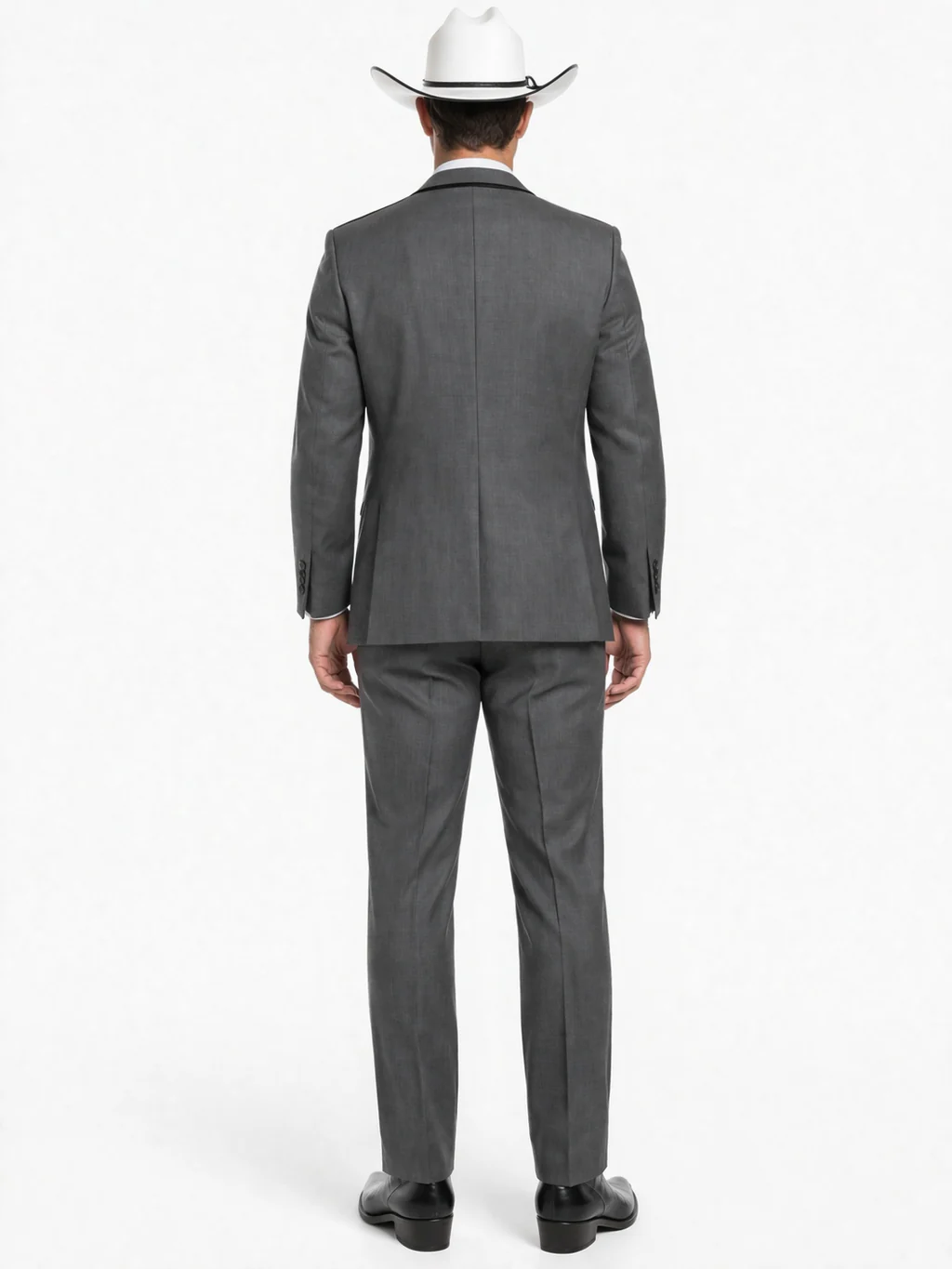 SKU#JA60894 Country Tuxedos For Weddings Mens Traje Vaquero Suit - Dark Grey Tuxedo Slim Fit - Image 2