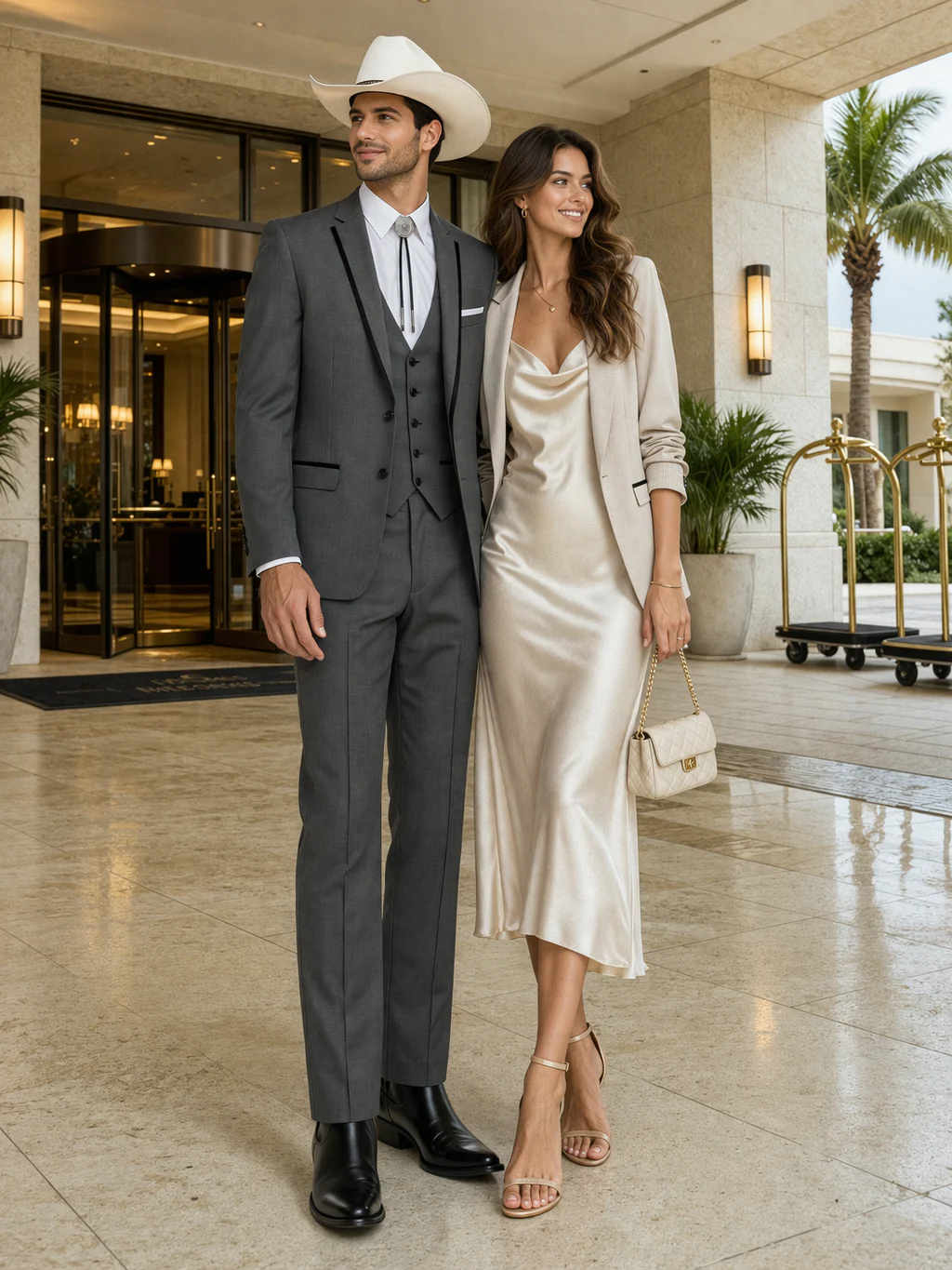 SKU#JA60894 Country Tuxedos For Weddings Mens Traje Vaquero Suit - Dark Grey Tuxedo Slim Fit - Image 8