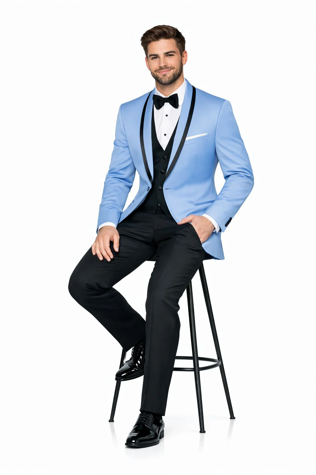 Sky Blue Tuxedo ~ Baby Blue Light Blue Tux Jacket And Vest And Pants - Image 6