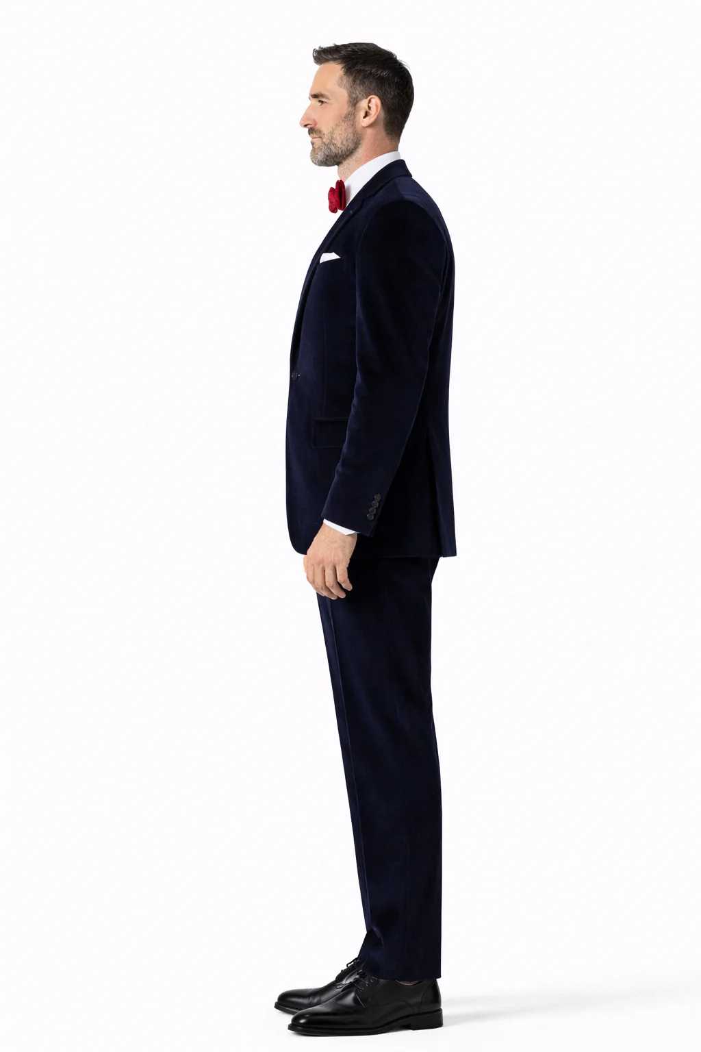Slim Fit Dark Navy Velvet Suit - Image 3