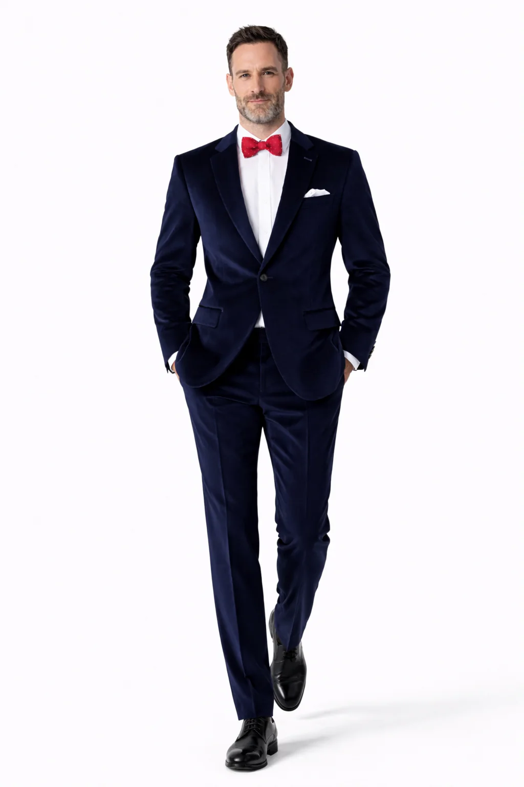 Slim Fit Dark Navy Velvet Suit - Image 4