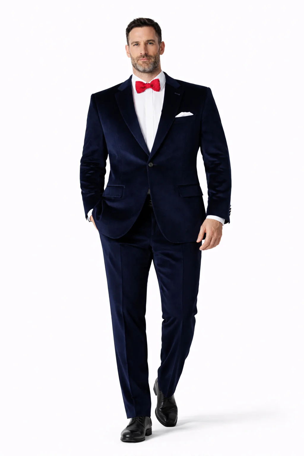 Slim Fit Dark Navy Velvet Suit - Image 6