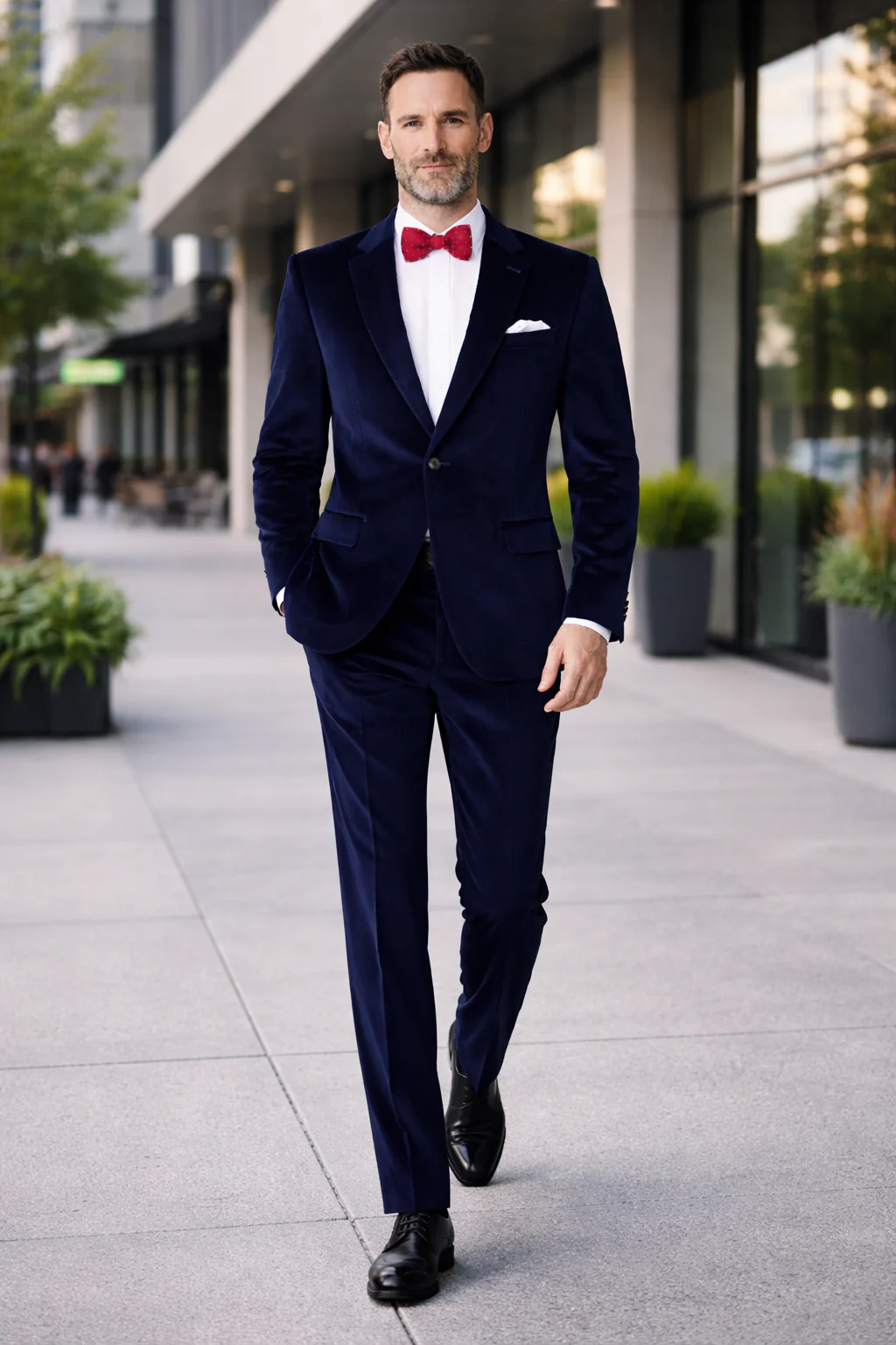 Slim Fit Dark Navy Velvet Suit - Image 7