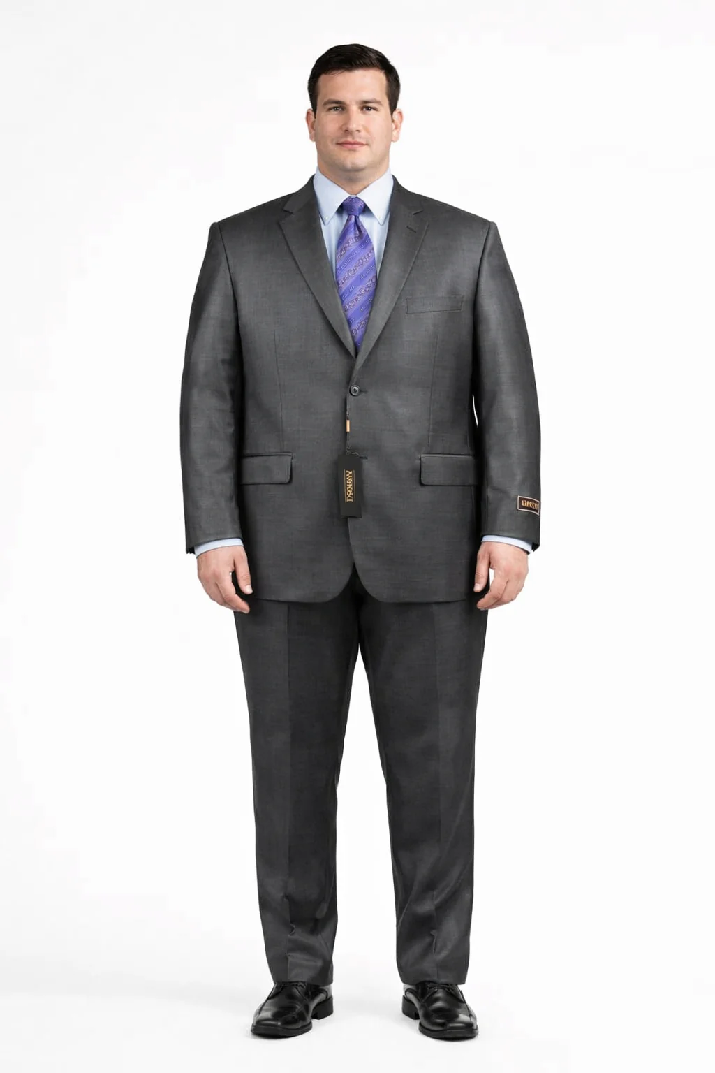 Slim Fit Suit Tapered Leg Lower rise Pants & Get skinny Two Button Three Piece Grey Sharkskin Suit with Contrast Taping - Image 4