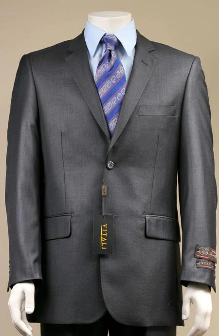 Slim Fit Suit Tapered Leg Lower rise Pants & Get skinny Two Button Three Piece Grey Sharkskin Suit with Contrast Taping - Image 9