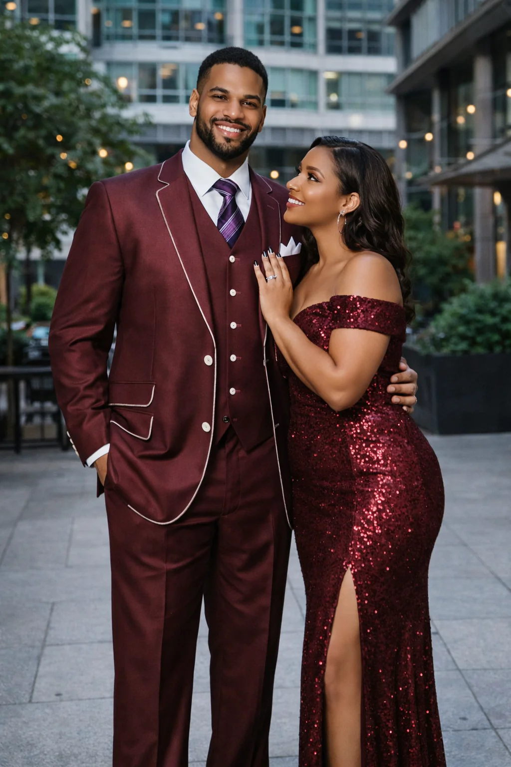 Slim Style   Milano Suits by Milano Moda Men's Burgundy ~ Wine ~ Maroon Suit  Shiny Flashy 3 Piece Burgundy Men's Sharkskin Suit - Image 4