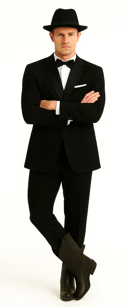 Slk3 Peak Collor One Button Super 120's Wool + Shirt + Bow Tie Suits - Image 6