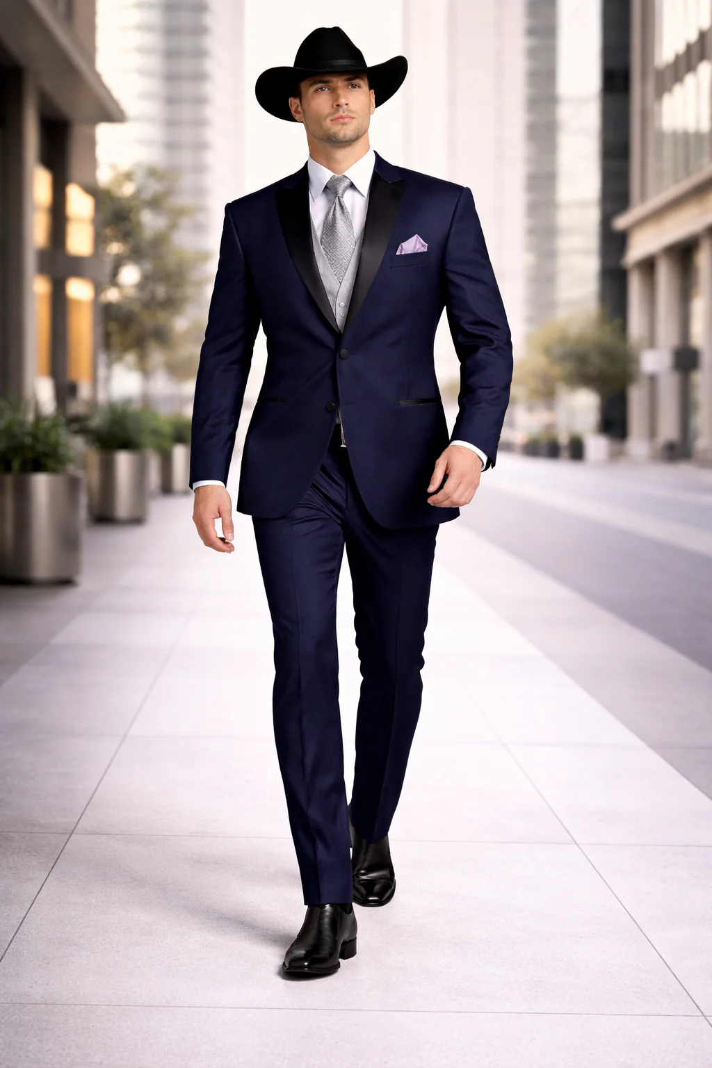 Smoking Traje - Esmoquin - Smoking Para Hombre - Navy Tuxedo - Image 8