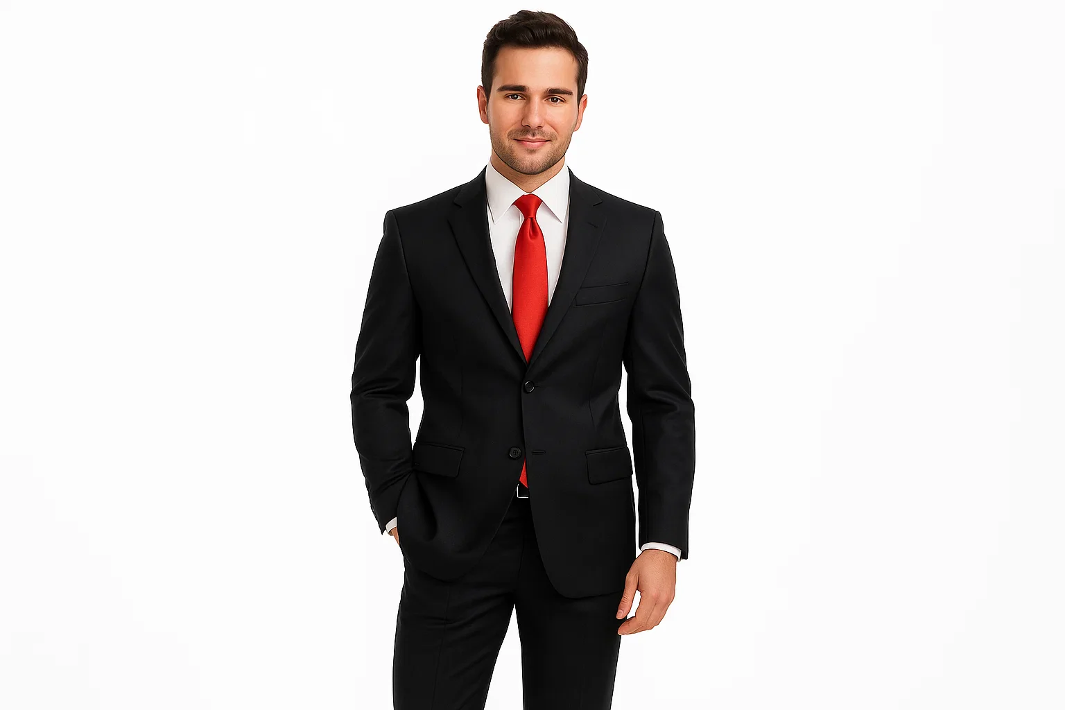Solid Black Premier Quality Online Sale Clearance Men's Super 140'S Man Business Cheap Priced Business Suits Clearance Sale - Image 2