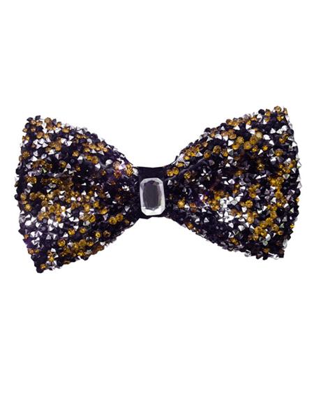 Sparkly Bow Tie Sequin Fabric Rhinestone sequin Bowtie Gold ~ Black ~ Silver
