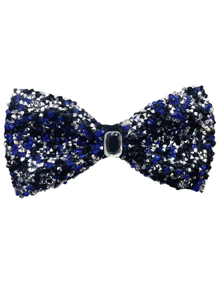 Sparkly Bow Tie Sequin Fabric Rhinestone sequin Bowtie Royal Blue ~ Black ~ Silver