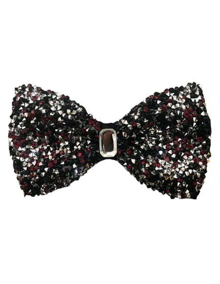 Sparkly Bow Tie Sequin Fabric Rhinestone sequin Bowtie Wine ~ Black ~ Silver