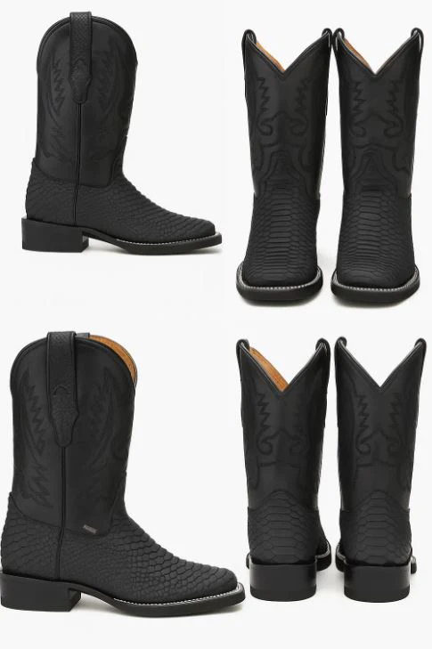 Square Toe Cowboy Boots Snakeskin Print by La Sierra Boots - Image 3