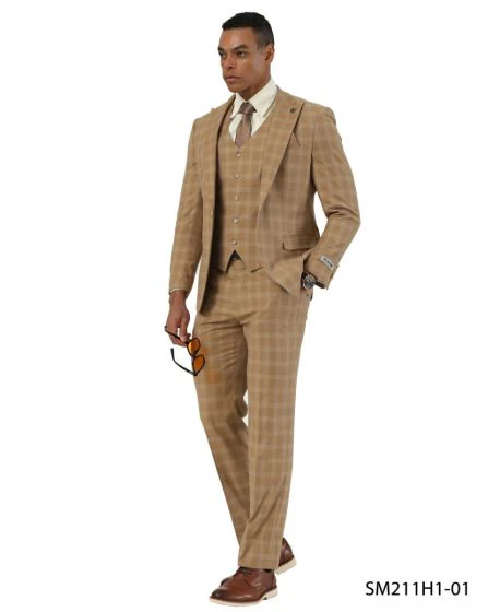 Stacy Adams Men's 3 Piece Glen Check Suit - Hybrid Fit - Image 2