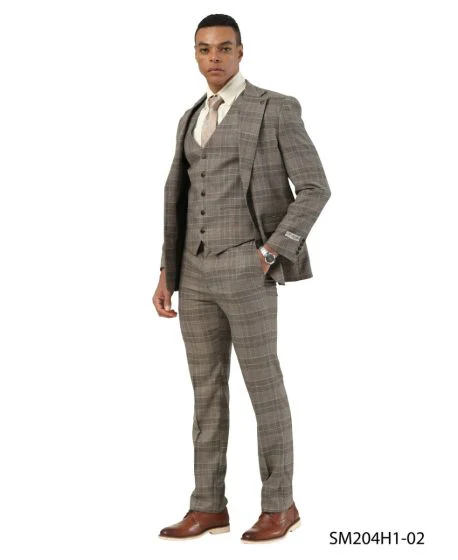Stacy Adams Men's 3 Piece Glen Plaid Suit - Hybrid Fit - Image 4