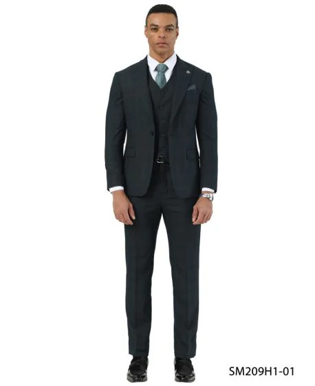 Stacy Adams Men's 3 Piece Hybrid Fit Suit - Subtle Glen Plaid Pattern - Image 2