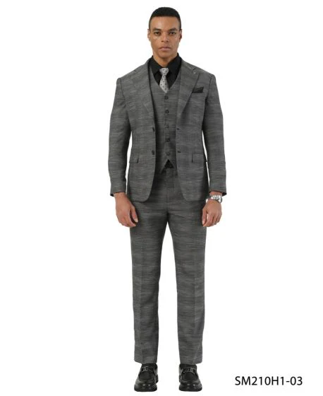 Stacy Adams Men's 3 Piece Hybrid Fit Suit - Subtle Textured Pattern - Image 2