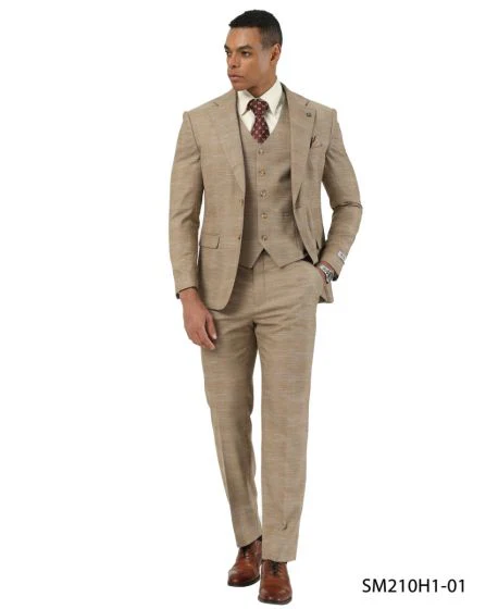 Stacy Adams Men's 3 Piece Hybrid Fit Suit - Subtle Textured Pattern - Image 3