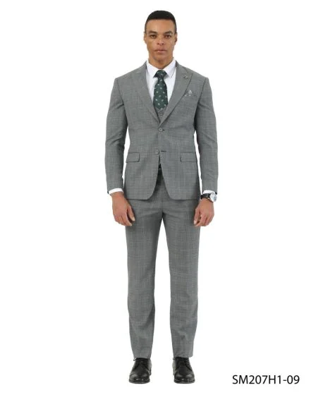 Stacy Adams Men's 3 Piece Hybrid Fit Suit - Textured Glen Check - Image 2