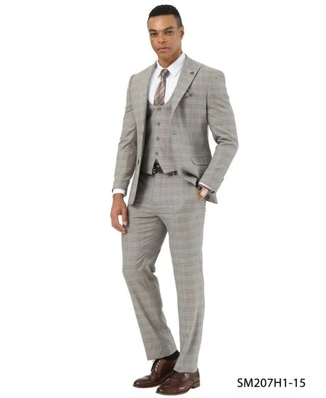 Stacy Adams Men's 3 Piece Hybrid Fit Suit - Textured Glen Check - Image 3