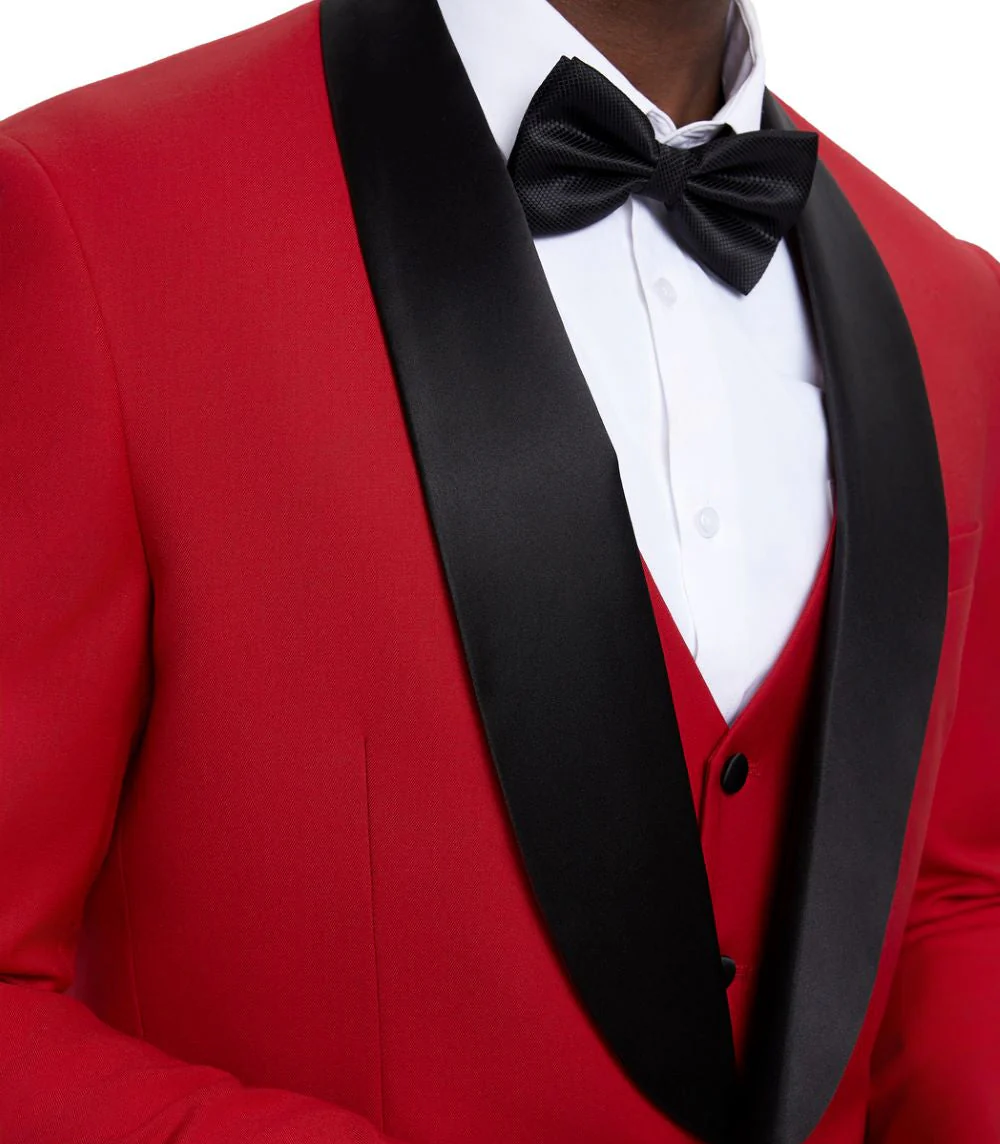 Stacy Adams - Red 3 Piece Hybrid Fit Tuxedo Satin Shawl Lapel - Image 2