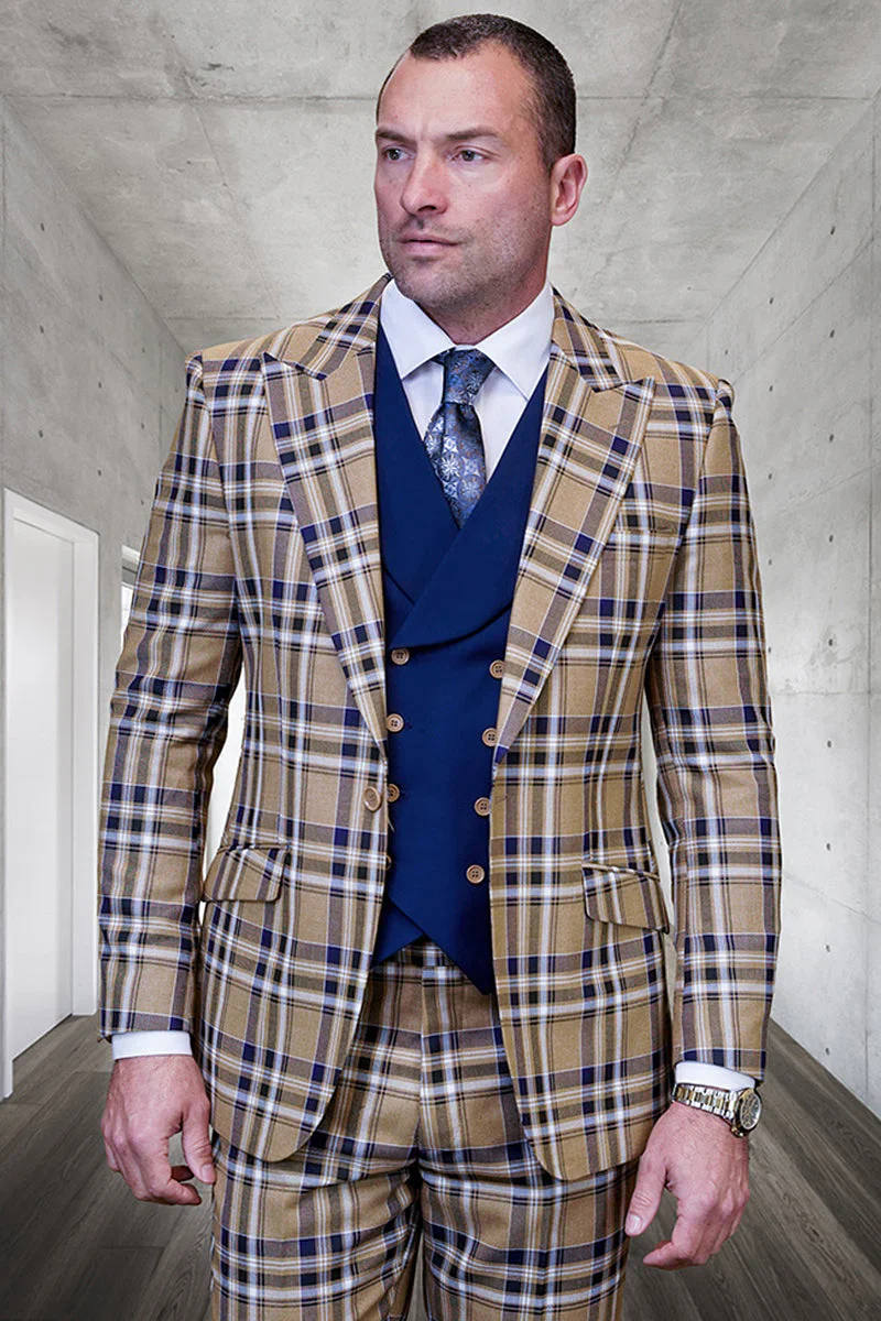 Statement Men’s 100% Wool 3-Piece Suit – Vibrant Color Contrast Modern Fit - Image 5