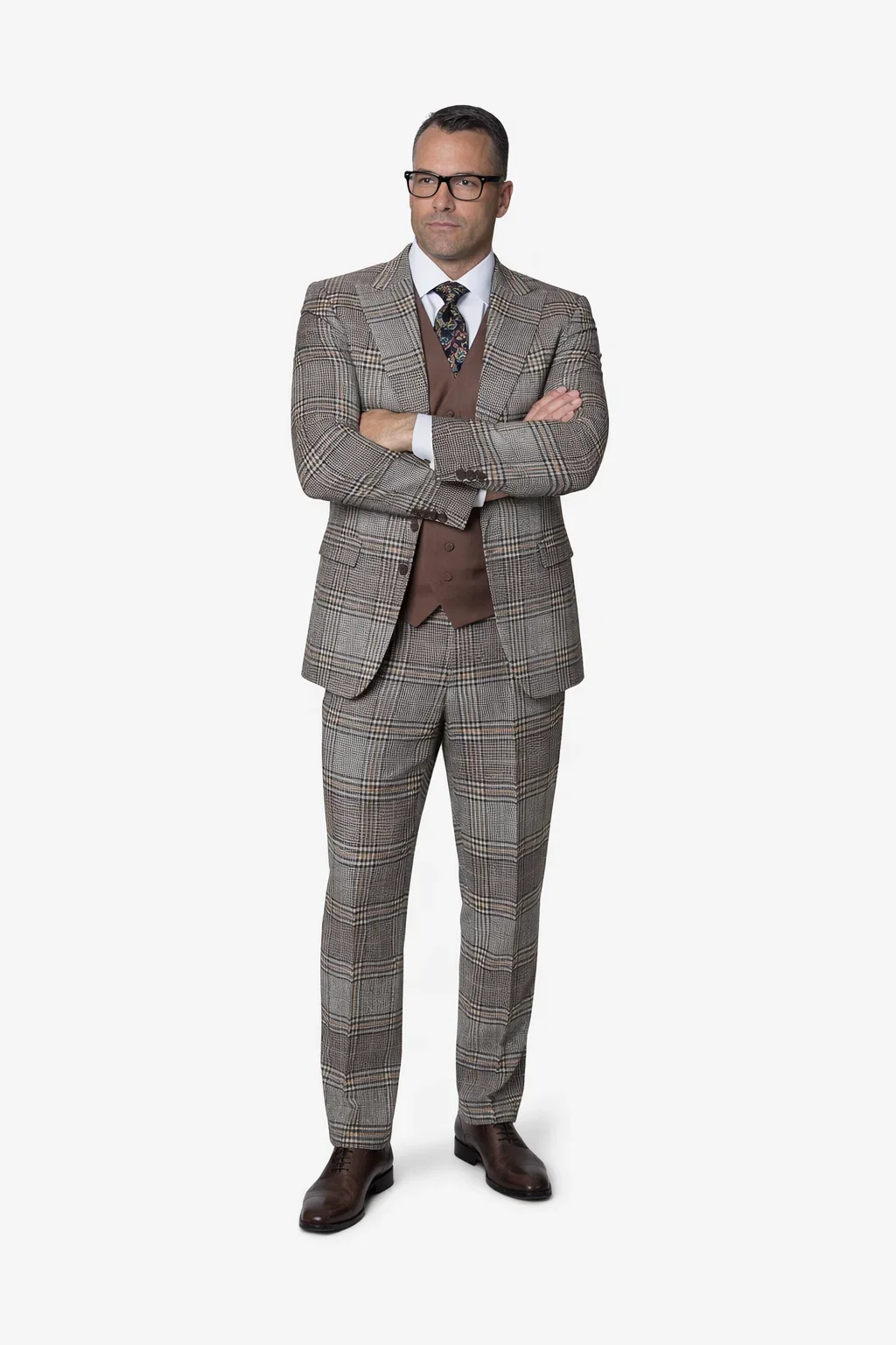 Statement Men’s 3-Piece Plaid Wool Suit – 100% Wool Modern Fit with Peak Lapel - Image 4