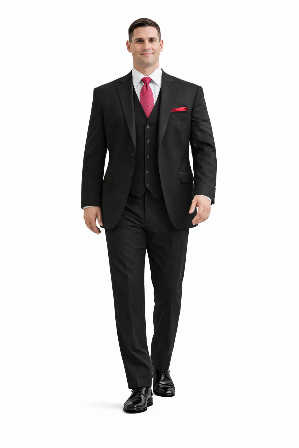 Steve Harvey Suits Clothing line - Steve Harvey Suits Men's Black 3 Piece Peak Lapel Suit - Image 4