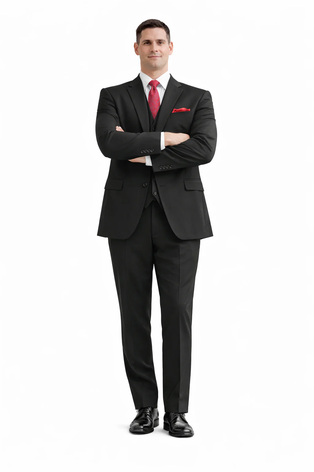 Steve Harvey Suits Clothing line - Steve Harvey Suits Men's Black 3 Piece Peak Lapel Suit - Image 6