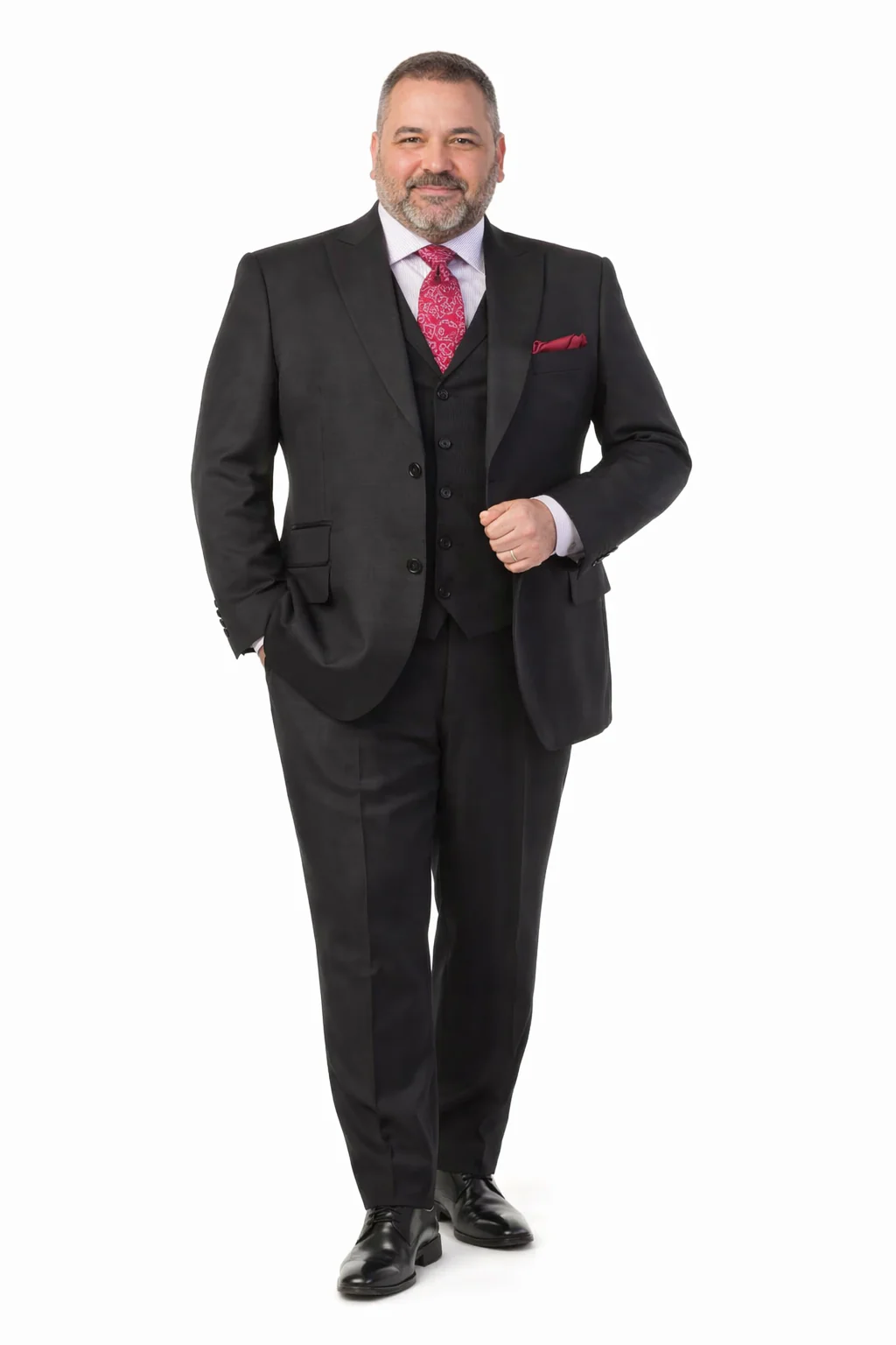 Steve Harvey Suits Clothing line - Steve Harvey Suits Men's Black 3 Piece Peak Lapel Suit - Image 8