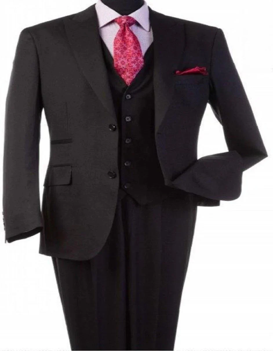 Steve Harvey Suits Clothing line - Steve Harvey Suits Men's Black 3 Piece Peak Lapel Suit - Image 9