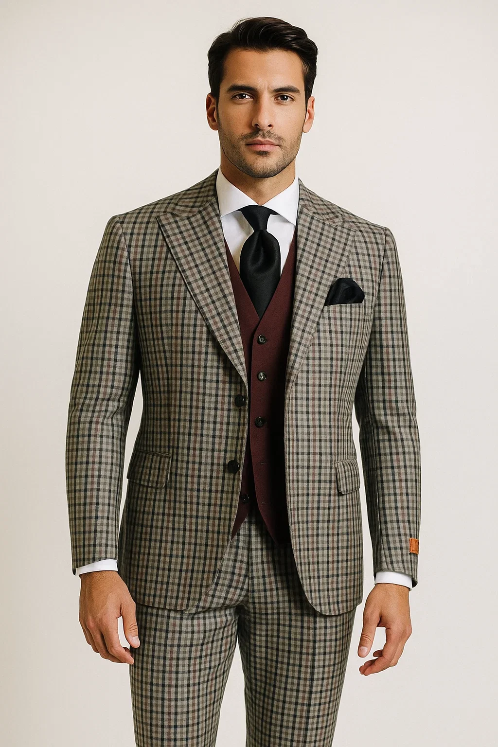 Steve Harvey Suits Clothing line - Steve Harvey Suits Mens Multicolor Suit - Designer Brand Suit No Double Breasted Pinstripe Pleated Pants Modern Fit - Image 3
