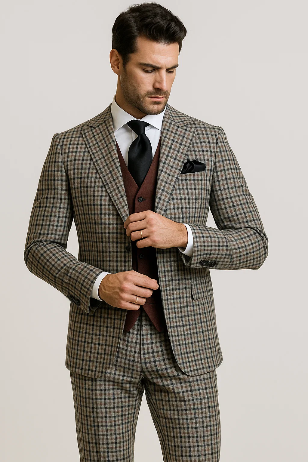 Steve Harvey Suits Clothing line - Steve Harvey Suits Mens Multicolor Suit - Designer Brand Suit No Double Breasted Pinstripe Pleated Pants Modern Fit - Image 5