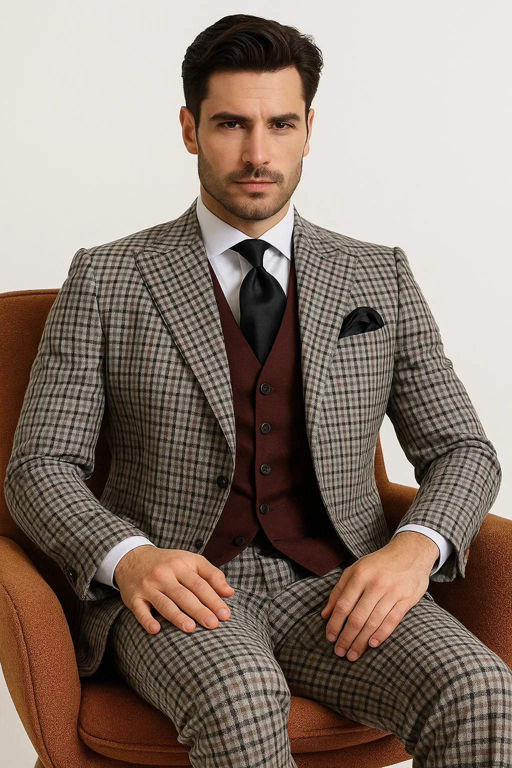 Steve Harvey Suits Clothing line - Steve Harvey Suits Mens Multicolor Suit - Designer Brand Suit No Double Breasted Pinstripe Pleated Pants Modern Fit - Image 8