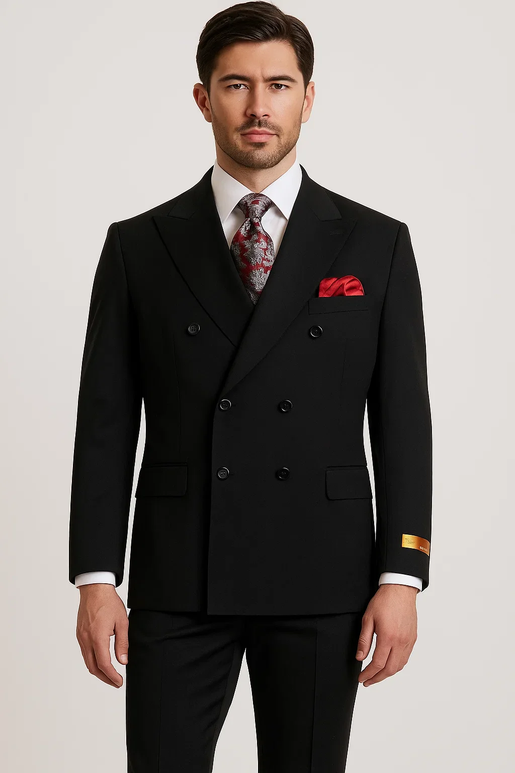 Steve Harvey Suits Clothing line - Steve Harvey Suits Mens Peak Lapel Modern Fit - No Pleated Pants Designer Brand Black Peak Lapel 3 Piece Vested Suit - Image 2