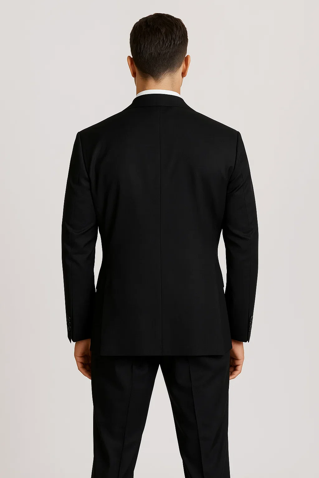Steve Harvey Suits Clothing line - Steve Harvey Suits Mens Peak Lapel Modern Fit - No Pleated Pants Designer Brand Black Peak Lapel 3 Piece Vested Suit - Image 3