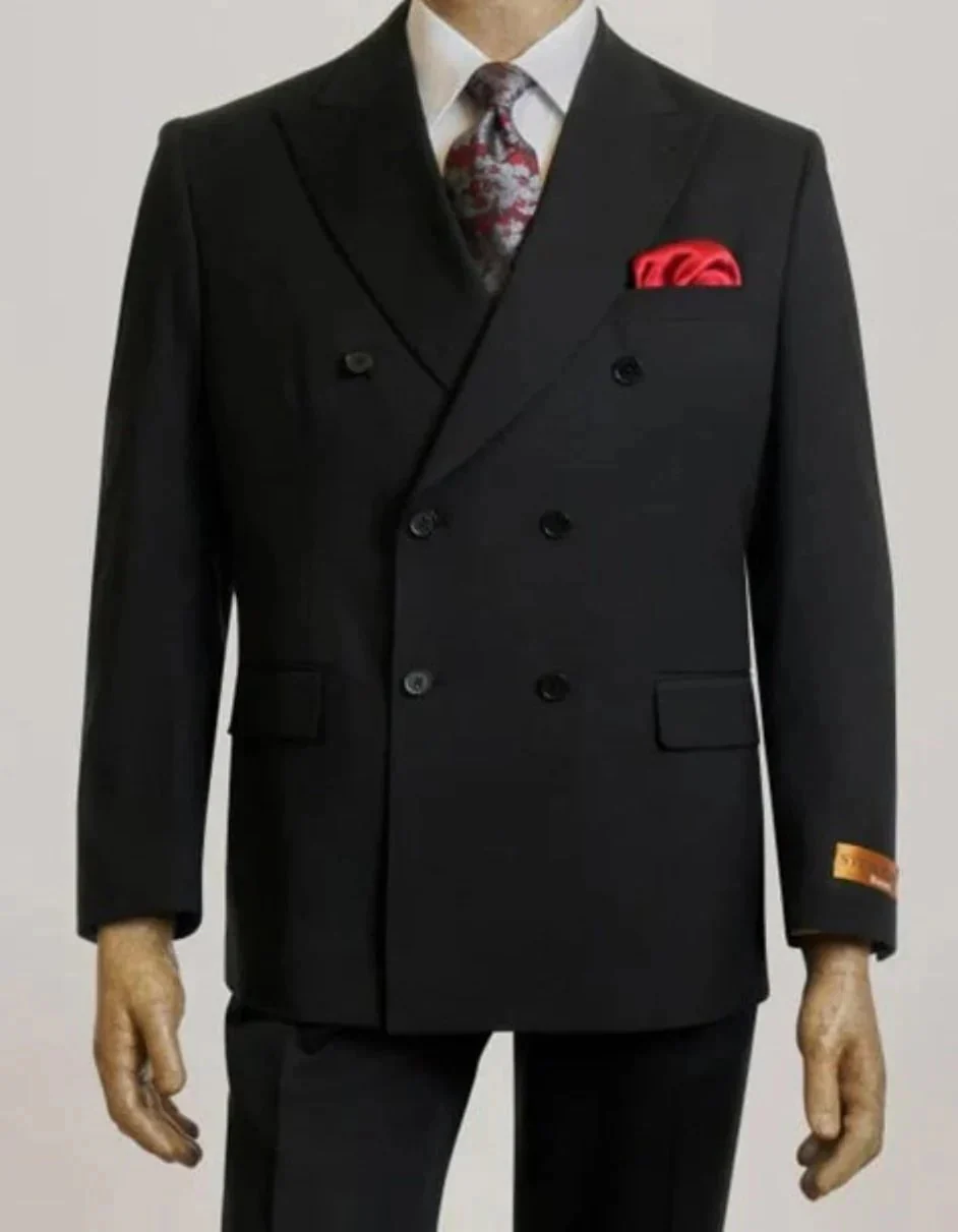 Steve Harvey Suits Clothing line - Steve Harvey Suits Mens Peak Lapel Modern Fit - No Pleated Pants Designer Brand Black Peak Lapel 3 Piece Vested Suit - Image 7