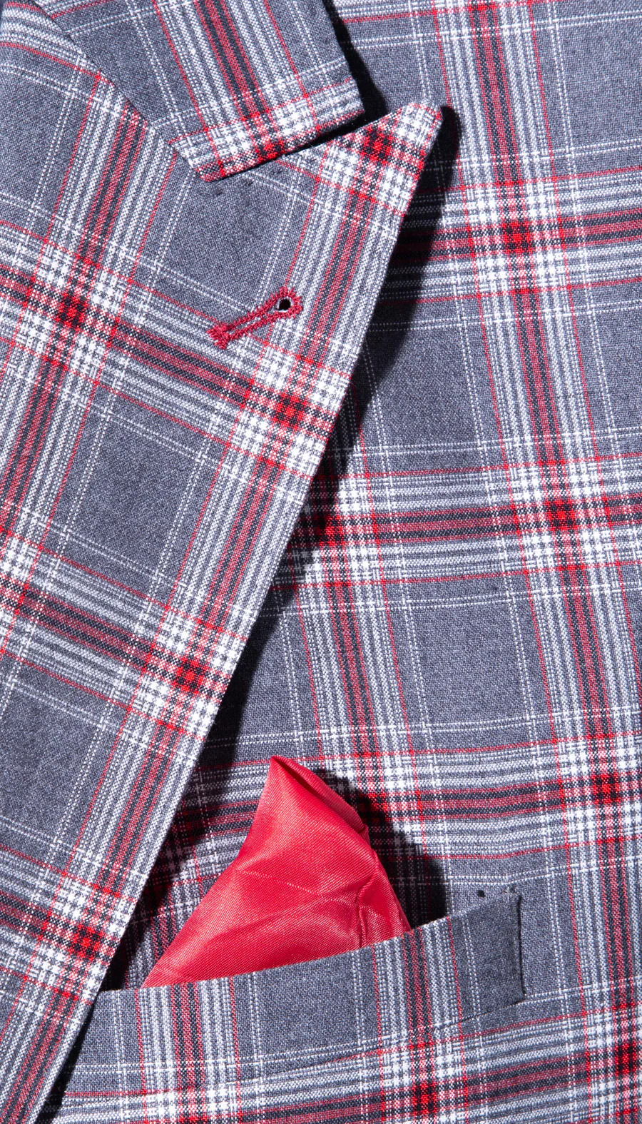 Stylish Grey and Red Checkered Suit for Men – Slim Fit 3 Piece Formal Outfit - Image 6