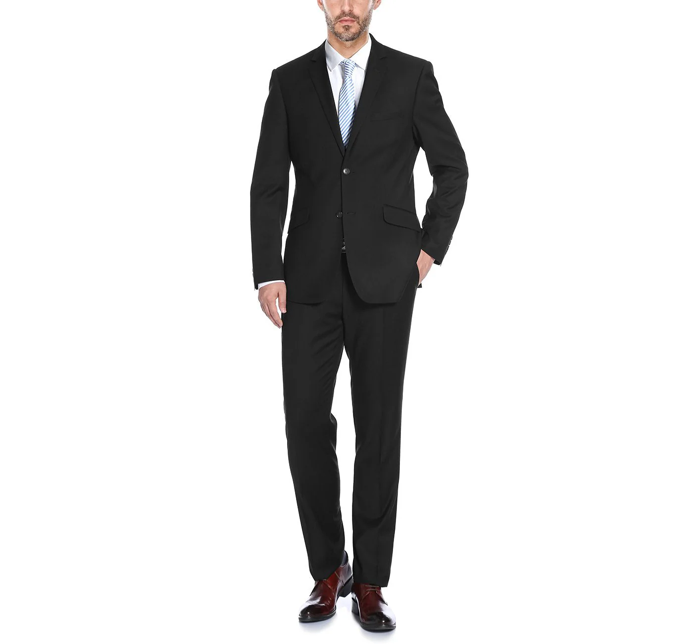 Renoi Designer Suit 2110-1 Men's Slim Fit Solid Stretch 2-Piece Suit - Image 2