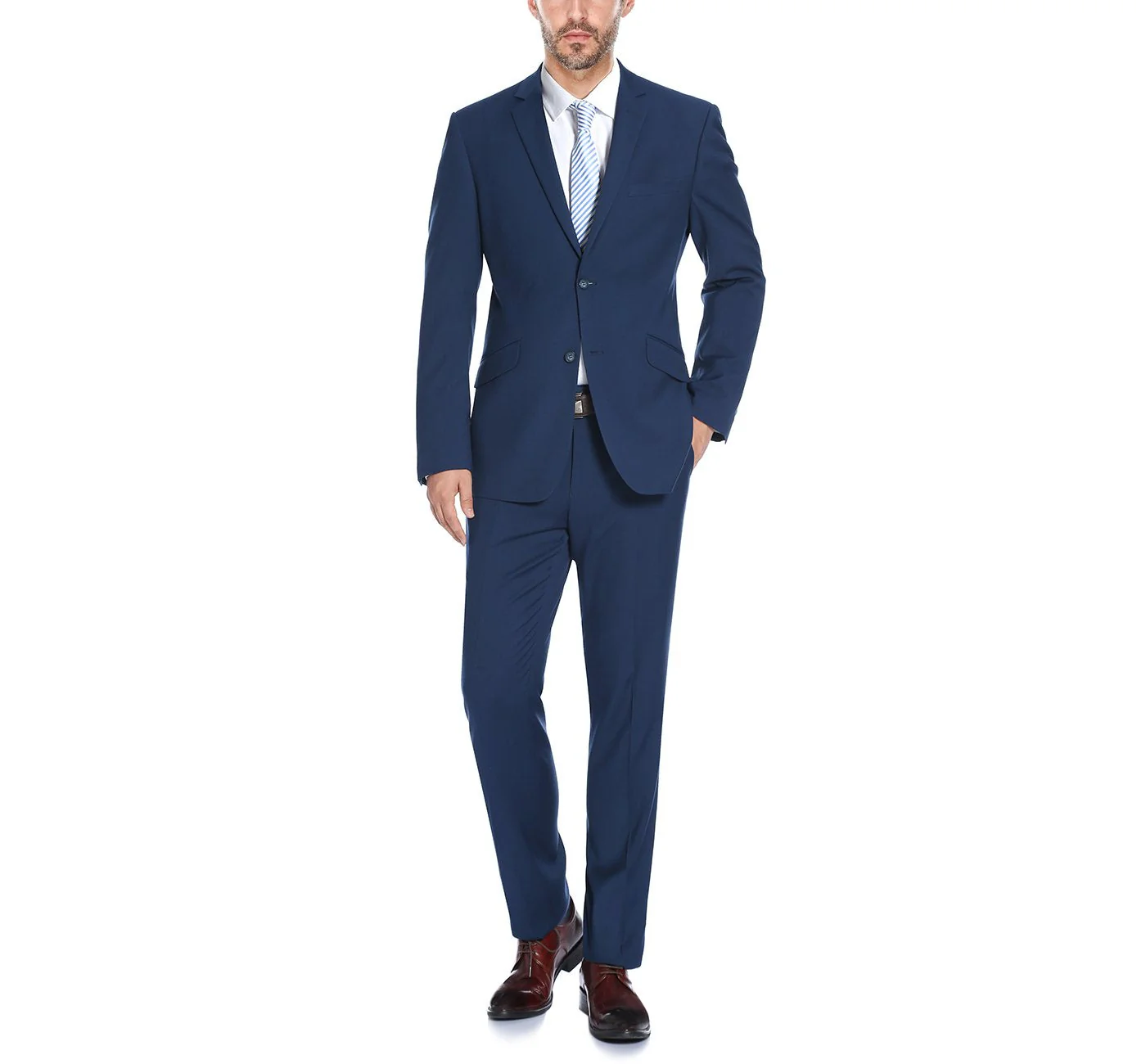 Renoi Designer Suit 2110-19 Men's Slim Fit Solid Stretch 2-Piece Suit - Image 2
