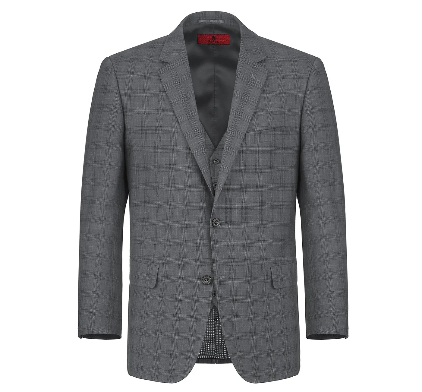 Designer Suit 278-1 Men's 3-Piece Classic Fit Single Breasted Windowpane Suit - Image 4