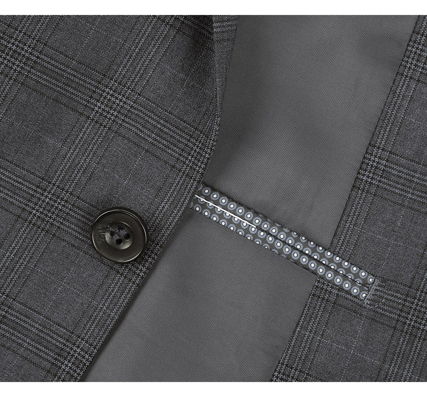 Designer Suit 278-1 Men's 3-Piece Classic Fit Single Breasted Windowpane Suit - Image 6