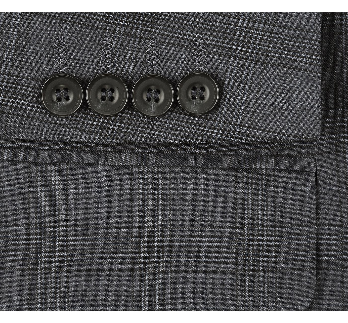 Designer Suit 278-1 Men's 3-Piece Classic Fit Single Breasted Windowpane Suit - Image 7