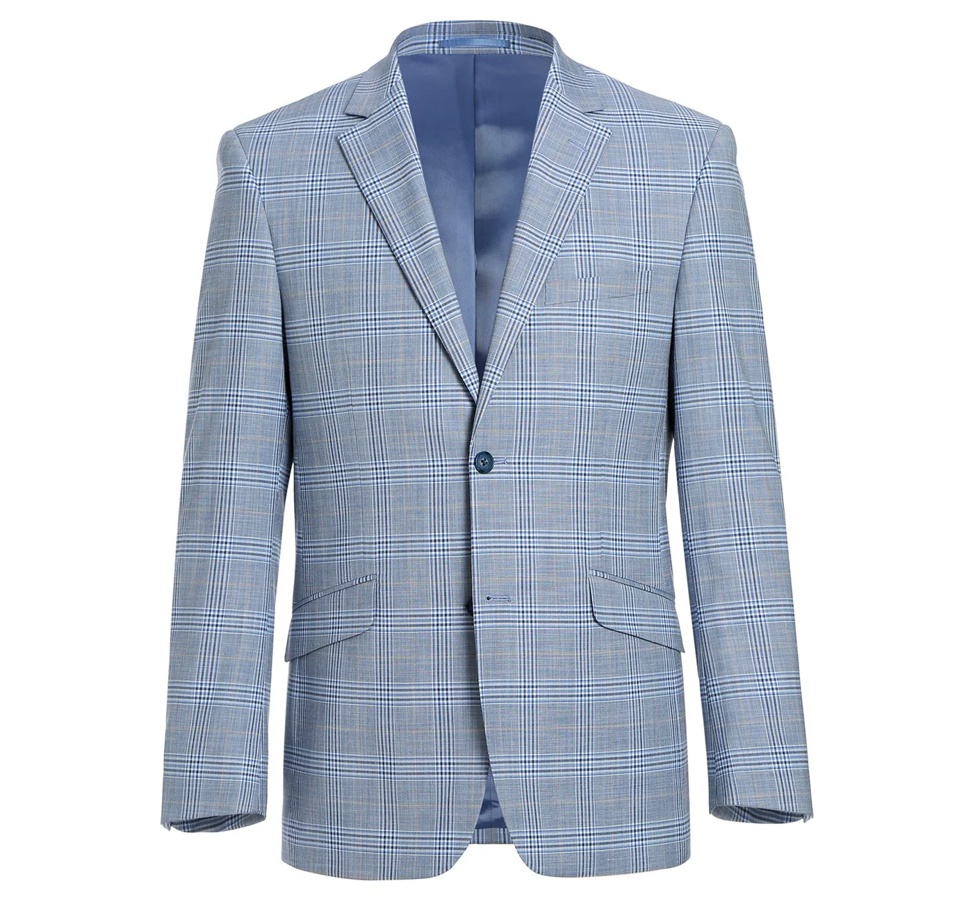 293-3 Men's 2-Piece Slim Fit Notch Lapel Stretch Windowpane Suit - Image 2