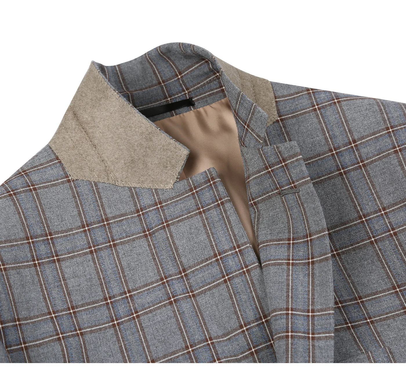 293-7 Men's Two Piece Slim Fit Stretch Windowpane Check Dress Suit - Image 4